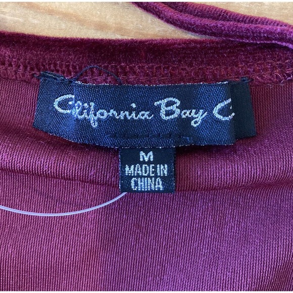 California Bay Co Faux Velvet Spaghetti Strap Dress Size Medium Women’s Wine - Picture 3 of 8